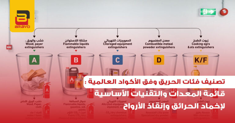 تصنيف فئات الحريق وفق الأكواد العالمية وكيفية مكافحتها